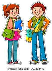 male and female students standing next to each other