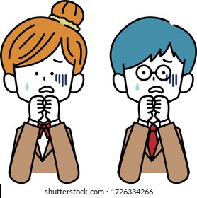 Male and female students who are frightened and anxious