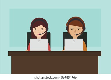 Male and Female Support Team Operators