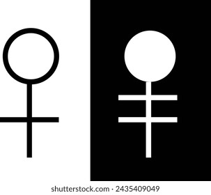 male and female symbol on black and white background key icons