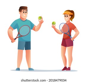 Male and female tennis player characters set