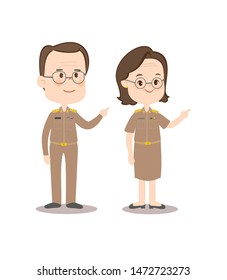 Male And Female In Thai Teacher Uniform Vector