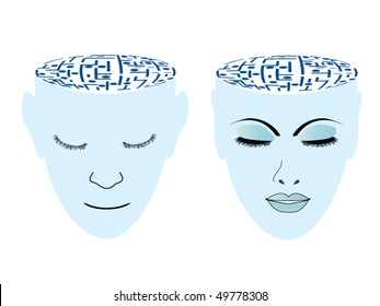 male and female thinker - maze for brain