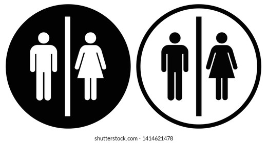 Male and female toilet icon. Black. Vector illustration