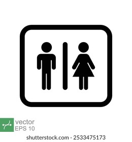 Male and female toilet icon. Simple solid style. Bathroom, washroom, restroom, men, women, unisex concept. Glyph vector illustration isolated on white background. EPS 10.