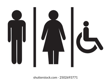 Male and female toilet icon vector, filled flat sign, solid pictogram isolated on white. WC symbol, logo illustration.