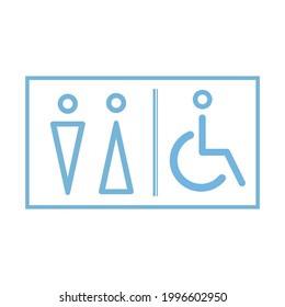 Male and female toilet line icon, outline vector sign, linear style pictogram isolated on white. WC symbol, logo illustration