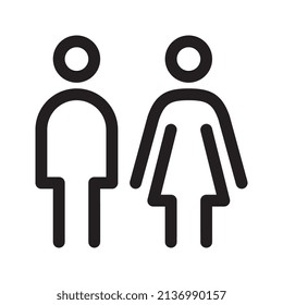 Male and female toilet line icon. Man and woman outline sign. Restroom linear style pictogram. WC symbol. Vector graphics