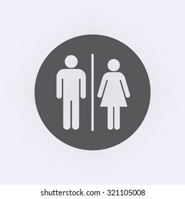 Male And Female Toilet Sign In Circle . People Icon . Vector Illustration