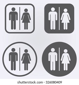 Male and female toilet sign set in circle . People icon . Vector illustration