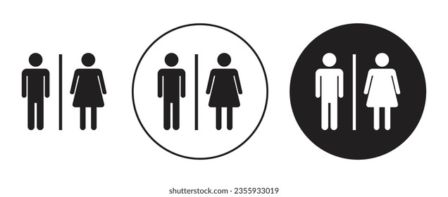 Male and female Toilet vector icon set. bathroom wc men and woman gender symbol in black color.