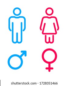 Male And Female User Avatar.  Man And Woman Symbol. Gentleman And Lady Toilet Icon Set. Gender Vector Icons