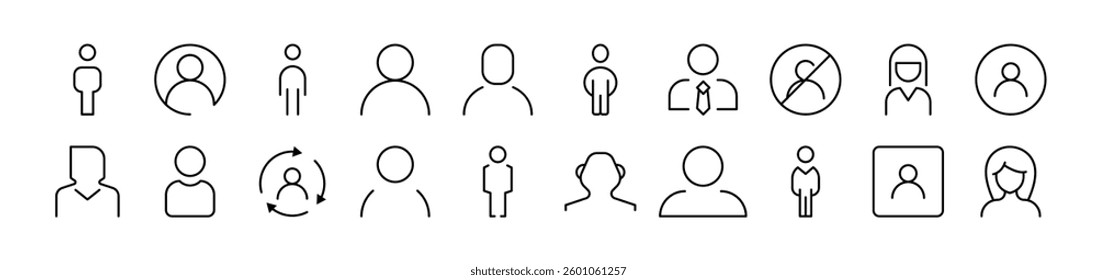 Male and Female User Avatar Pack of Thin Icons. Editable Stroke. Suitable for Web Sites, Books, Cards, Apps