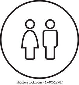 Male and Female Vector Icon. Bathroom sign. People symbols. Unisex. All Gender.