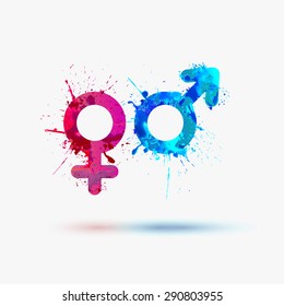 Male And Female Watercolor Symbols