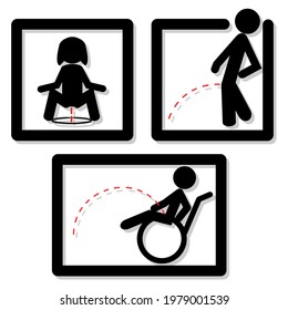 Male female and WC symbol toilet icon, filled flat sign isolate on white background.
