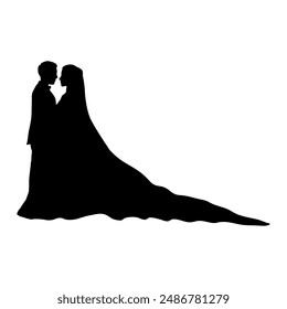 male and female wedding silhouette looking at each other side view vector illustration