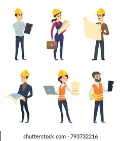 Male and female workers of engineers and other technician professions. Engineer male and female, engineering profession. Vector illustration