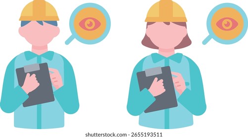 Male and female workers perusing documents.