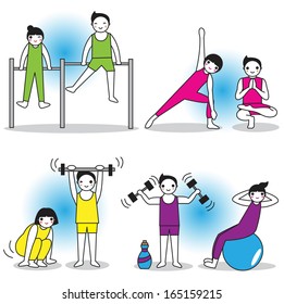 Male and female workout illustration