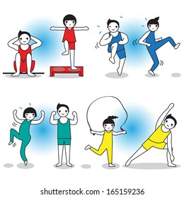 Male and female workout illustrationIII