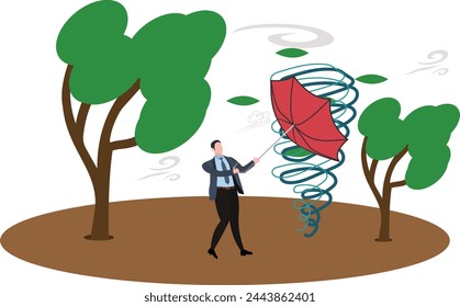 Male Fighting with Thunderstorm Illustration