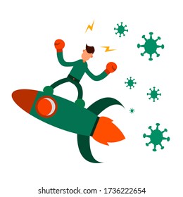 Diseño de ilustraciones vectoriales con personajes cómicos del virus de la lucha masculina. Ilustración del vector