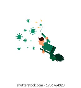 Male fighting virus comic characters vector illustration design. Vector illustration