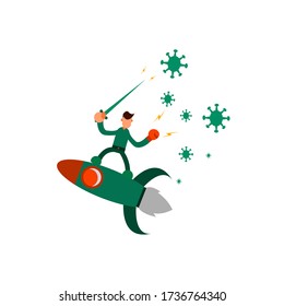 Male fighting virus comic characters vector illustration design. Vector illustration