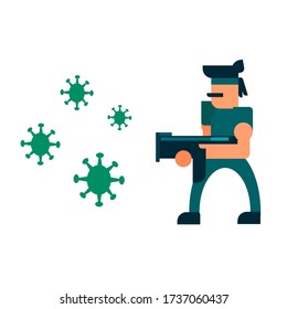 Male fighting virus comic characters vector illustration design. Vector illustration