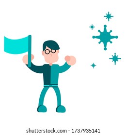 Male fighting virus comic characters vector illustration design. Vector illustration