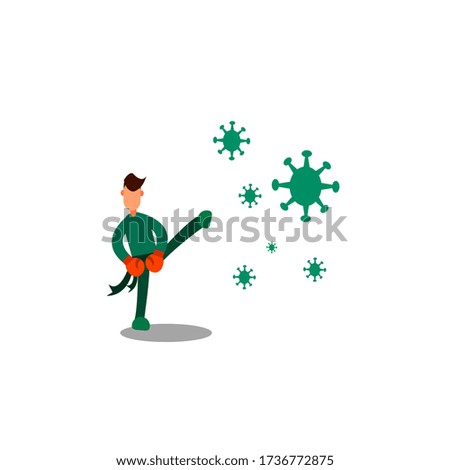 Male fighting virus comic characters vector illustration design. Vector illustration