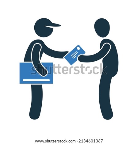 Male figure, postman icon. Simple editable vector design isolated on a white background.