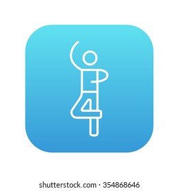 Male figure skater line icon for web, mobile and infographics. Vector white icon on the blue gradient square with rounded corners isolated on white background.