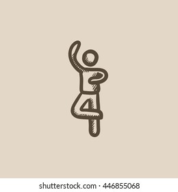 Male figure skater vector sketch icon isolated on background. Hand drawn Male figure skater icon. Male figure skater sketch icon for infographic, website or app.