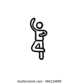 Male figure skater vector sketch icon isolated on background. Hand drawn Male figure skater icon. Male figure skater sketch icon for infographic, website or app.