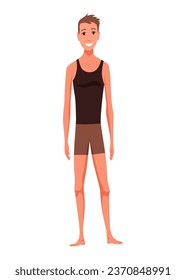 Male figure type icon. Body front view. Human anatomy, man standing shape. Vector illustration in cartoon style