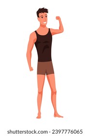 Male figure type icon. Body front view. Human anatomy, man standing shape. Vector illustration in cartoon style