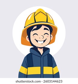 Male - ‌Boy Firefighter Character in Uniform – Vector Illustration Set