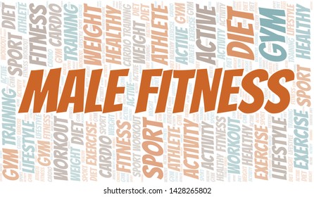 Male Fitness word cloud. Wordcloud made with text only.