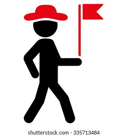 Male Flag Guide vector icon. Style is bicolor flat symbol, intensive red and black colors, rounded angles, white background.