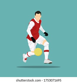a male football player controlling a ball vector illustration 