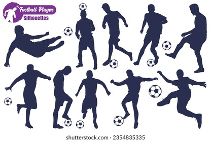 Male Football Player Silhouettes Vector illustration