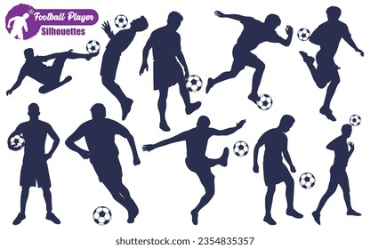Male Football Player Silhouettes Vector illustration