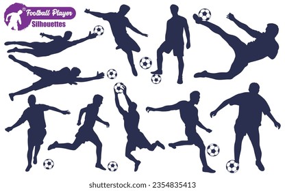 Male Football Player Silhouettes Vector illustration