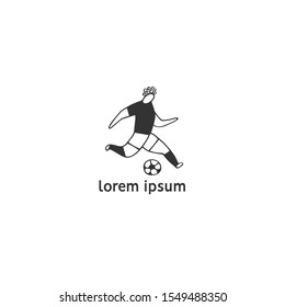 A male football player. Vector hand drawn logo template. Active way of life. Professional sport. For sports schools and courses. For websites and mobile applications.