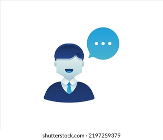 male formal chat conversation service icon vector template