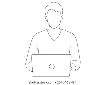 Male Freelancer Working from Laptop