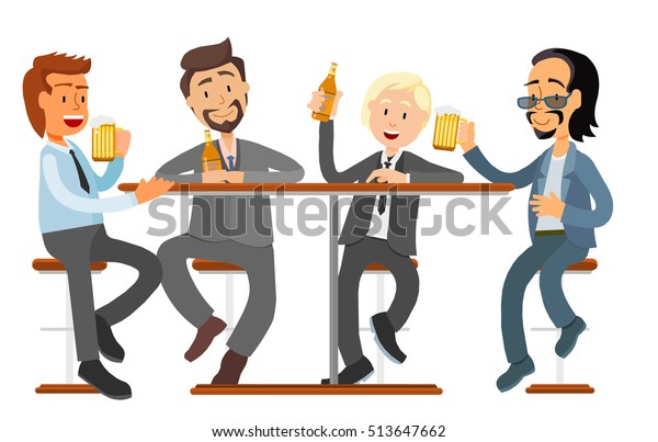 Male Friends Drinking Beer Bar Pub Stock Vector (Royalty Free ...