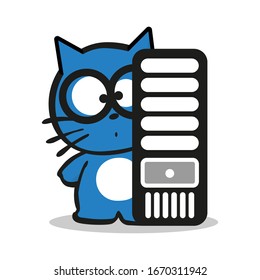 Male geek kitten character with glasses. Vector illustration on white background